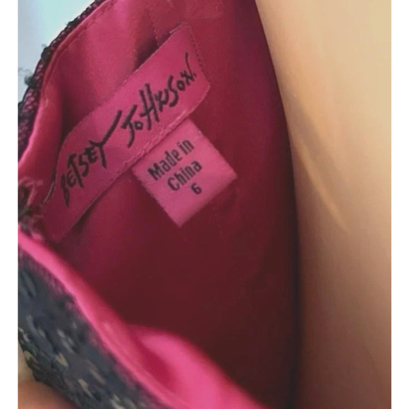 Vtg Betsey Johnson Black Pink Dress 6 Lace Overlay Embroidered Whimsigoth New - Picture 15 of 16